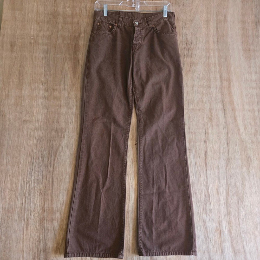 Vintage 90s Lucky Brand Dungarees Brown Flare Jeans Made in USA Womens 4/27